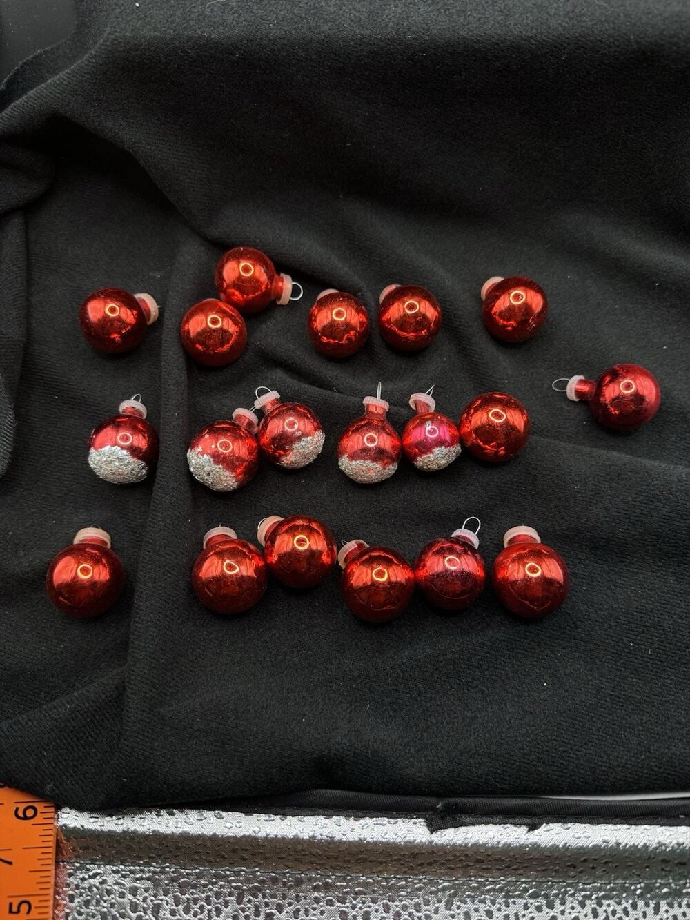 Lot 19 Vintage Mercury Glass 3/4" Ball Mini Christmas Ornaments Red